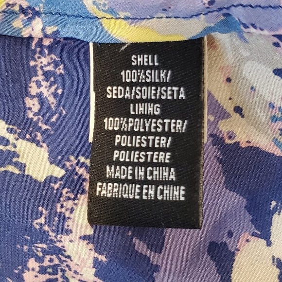 TIBI New York Dress 100% Silk Sz Medium Blue Sleeveless‎ Ruched Front Abstract - Picture 11 of 13